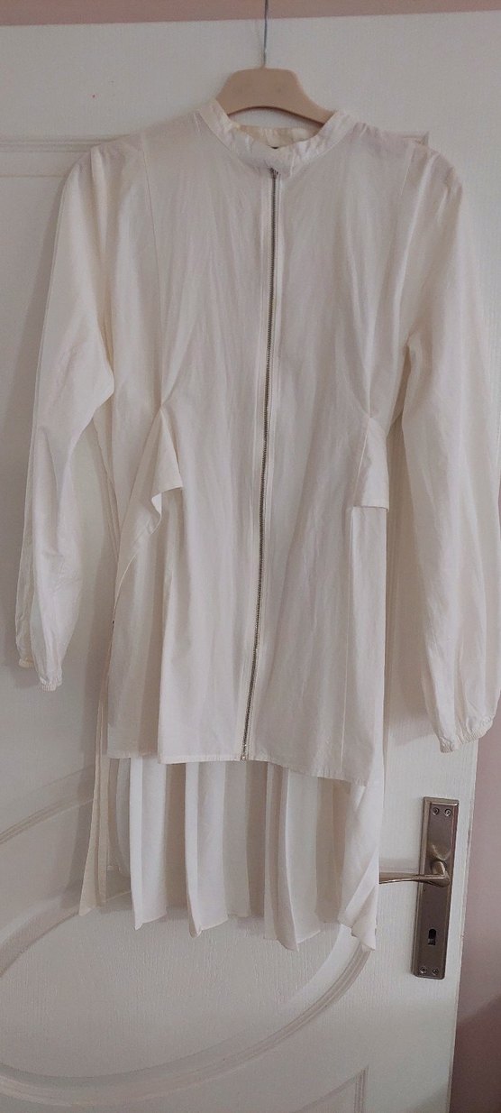 Beyaz Piliseli beyaz, gömlek - Görsel 4