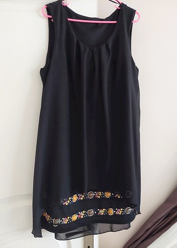 Taş nakış Detaylı Siyah Bohem şık elbise - Görsel 8