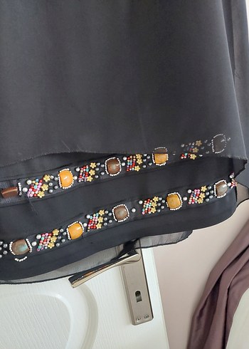 Taş nakış Detaylı Siyah Bohem şık elbise - Görsel 7