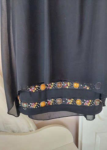 Taş nakış Detaylı Siyah Bohem şık elbise - Görsel 5