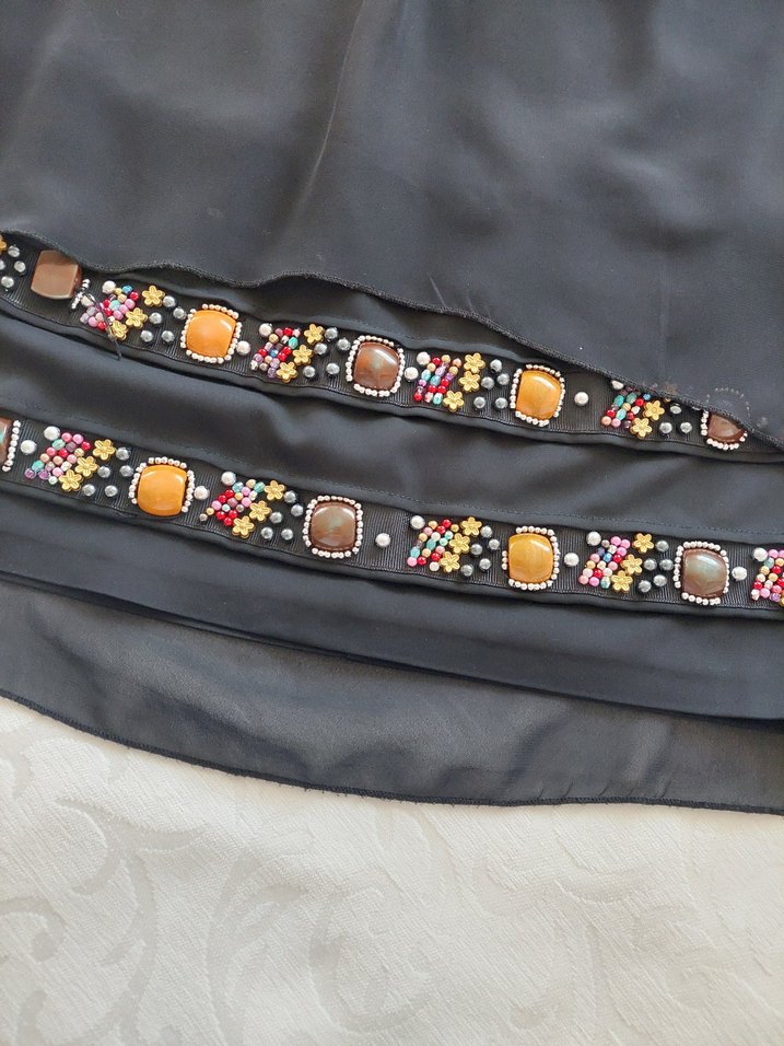 Taş nakış Detaylı Siyah Bohem şık elbise - Görsel 2