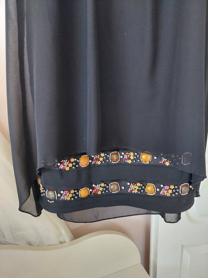 Taş nakış Detaylı Siyah Bohem şık elbise - Görsel 5