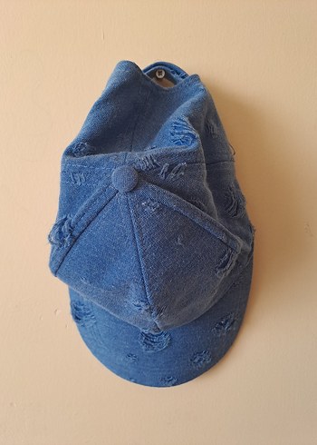 Düğmeli Mavi Kadın Denim Şapka