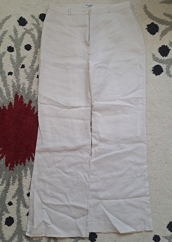 Kadın Beyaz Keten Uzun Kumaş Pantolon