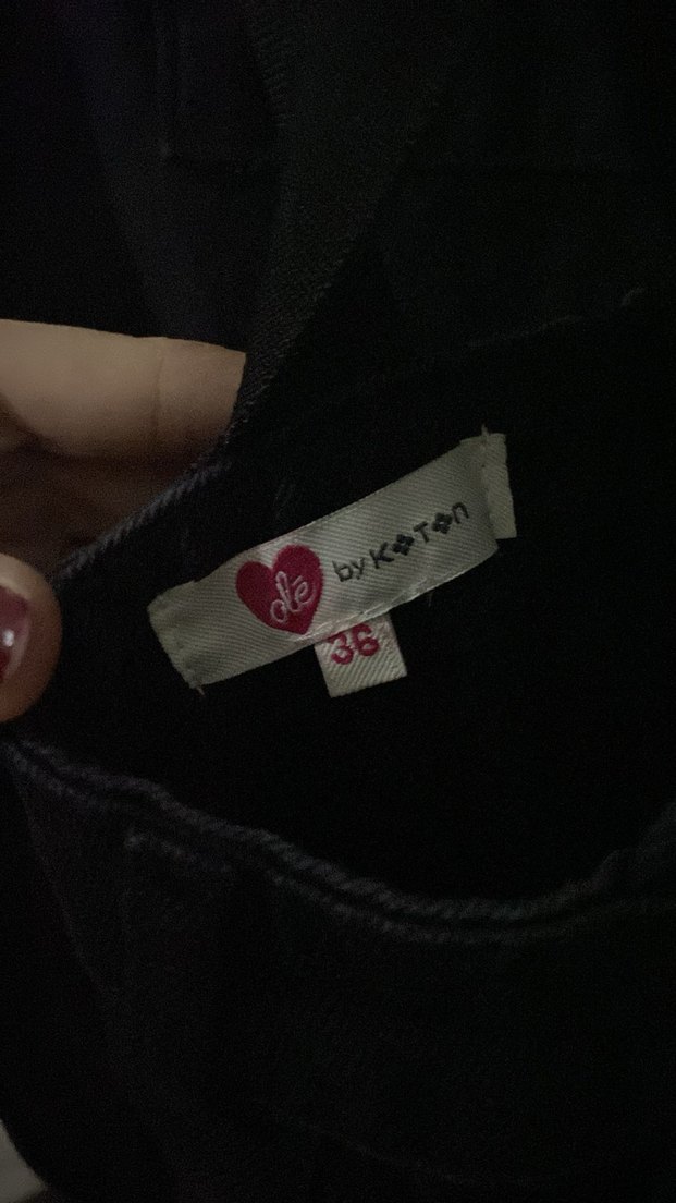 Siyah arka çapraz detaylı salopet - Görsel 3