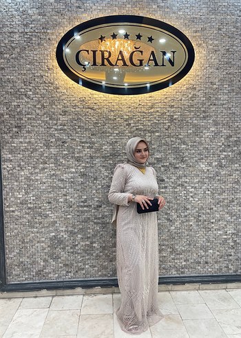 Bej Taşlı Şık Abiye