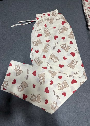 Beyaz Ayıcık Desenli Rahat Kadın Pijama Altı - Görsel 2