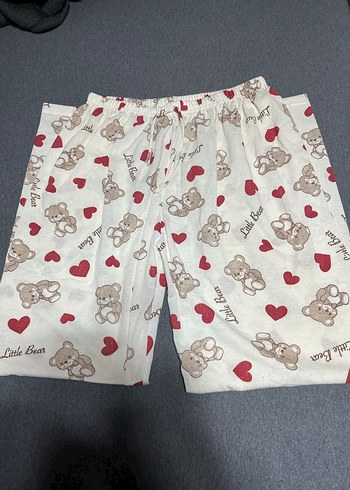 Beyaz Ayıcık Desenli Rahat Kadın Pijama Altı - Görsel 3