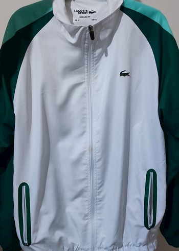 Lacoste Spor Beyaz Fermuarlı Uzun Kollu Yağmurluk
