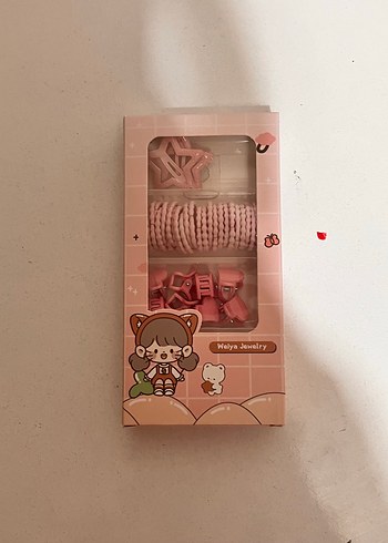 Pastel Pembe Elastik Saç Aksesuarları Seti