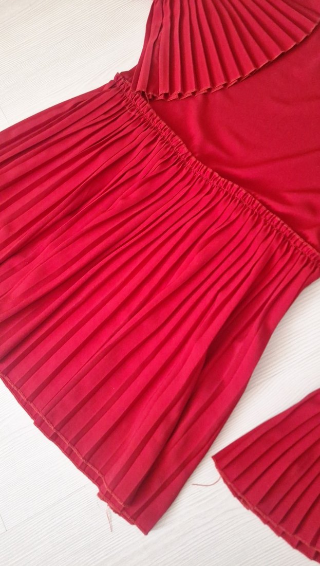 Kırmızı Piliseli Uzun Kollu Tunik/Mini Elbise - Görsel 3