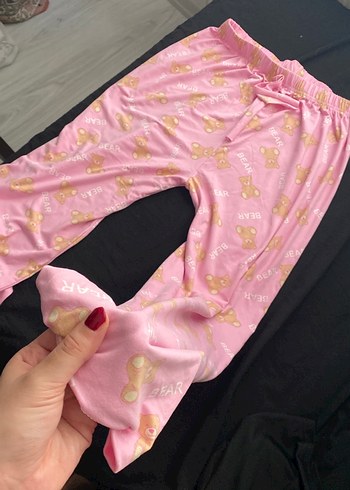 l Beden Pembe Ayıcık Desenli Mini Kadın Pijama Altı