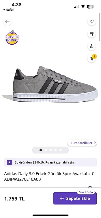 42.5 Beden Adidas Lifestyle gri