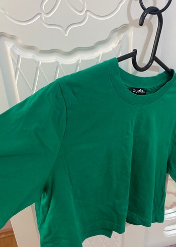s Beden Kadın Yeşil Kısa Kollu Crop Top