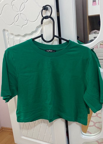 Kadın Yeşil Kısa Kollu Crop Top