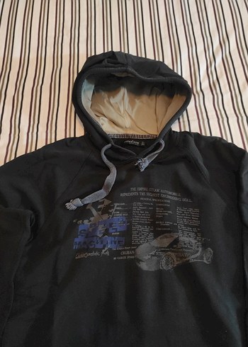 Siyah Kapüşonlu Baskılı Erkek Sweatshirt - Görsel 3