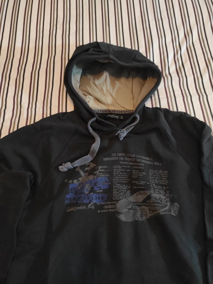 Siyah Kapüşonlu Baskılı Erkek Sweatshirt - Görsel 3