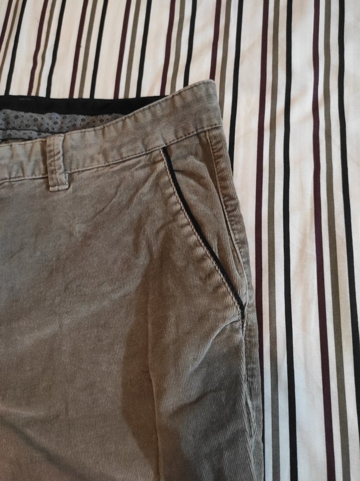 Kemer Detaylı Erkek Kahverengi Kadife  Pantolon - Görsel 5