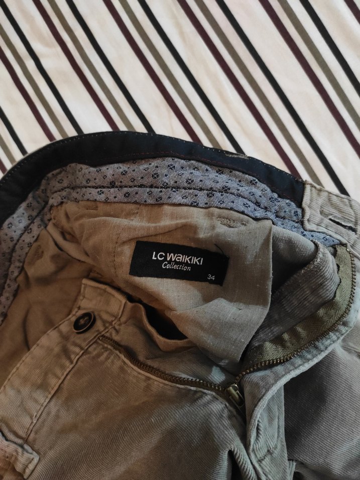 Kemer Detaylı Erkek Kahverengi Kadife  Pantolon - Görsel 2