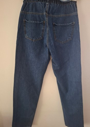 Kadın Mavi Denim Kemerli Rahat Kesim Jean - Görsel 4