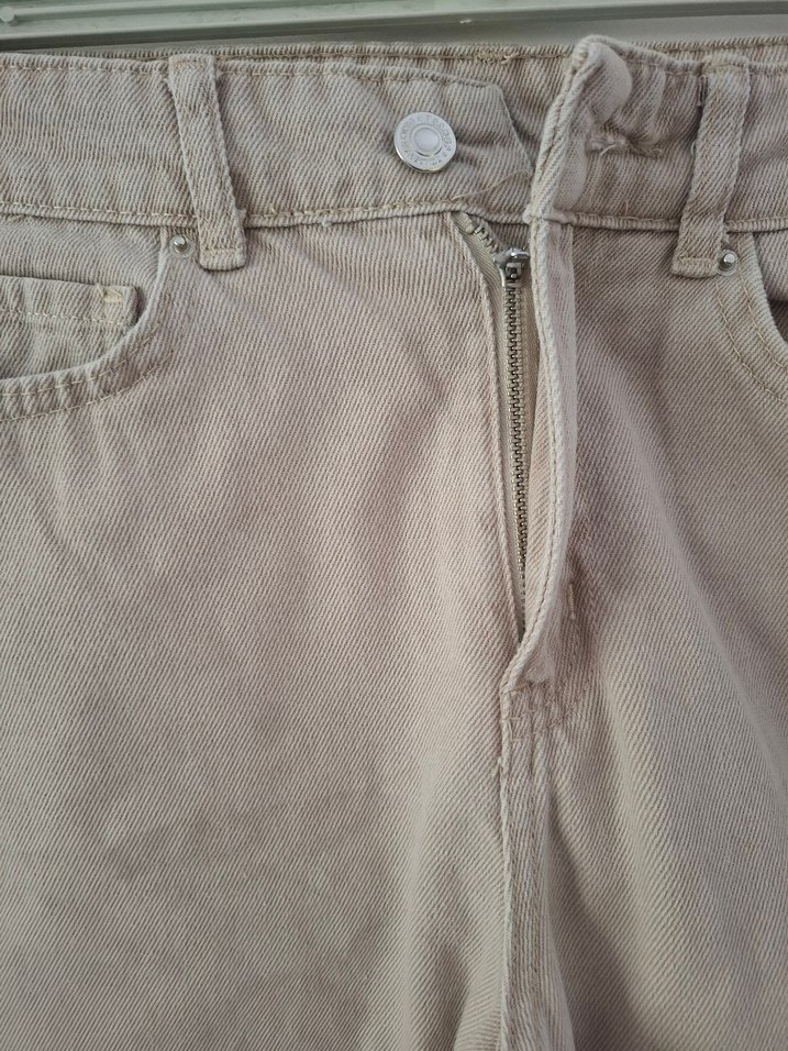 Bej Kadın Normal Boy Denim Pantolon - Görsel 3