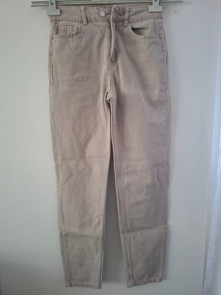 Bej Kadın Normal Boy Denim Pantolon - Görsel 2