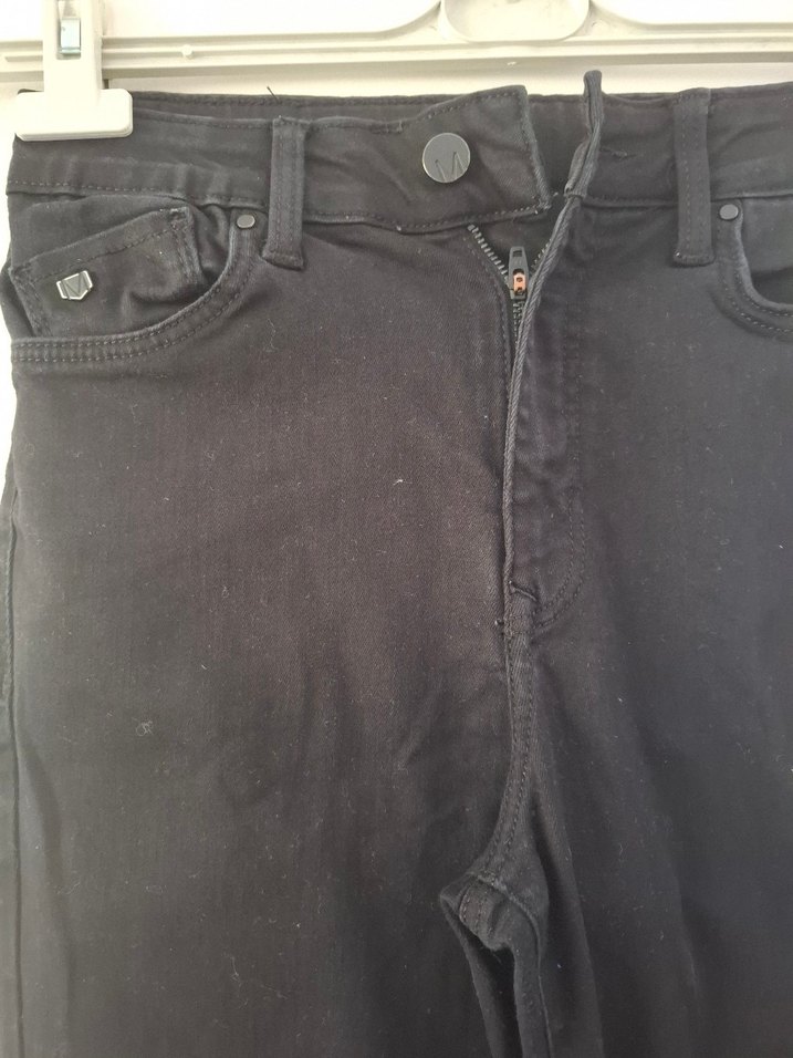 Kemerli Siyah Midi Kot Pantolon - Görsel 2