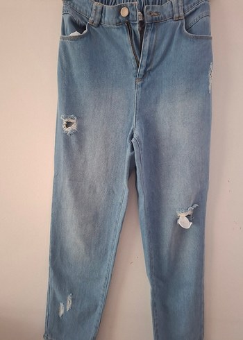 Kadın Midi Boy Rahat Kesim Mavi Kot Pantolon - Görsel 3