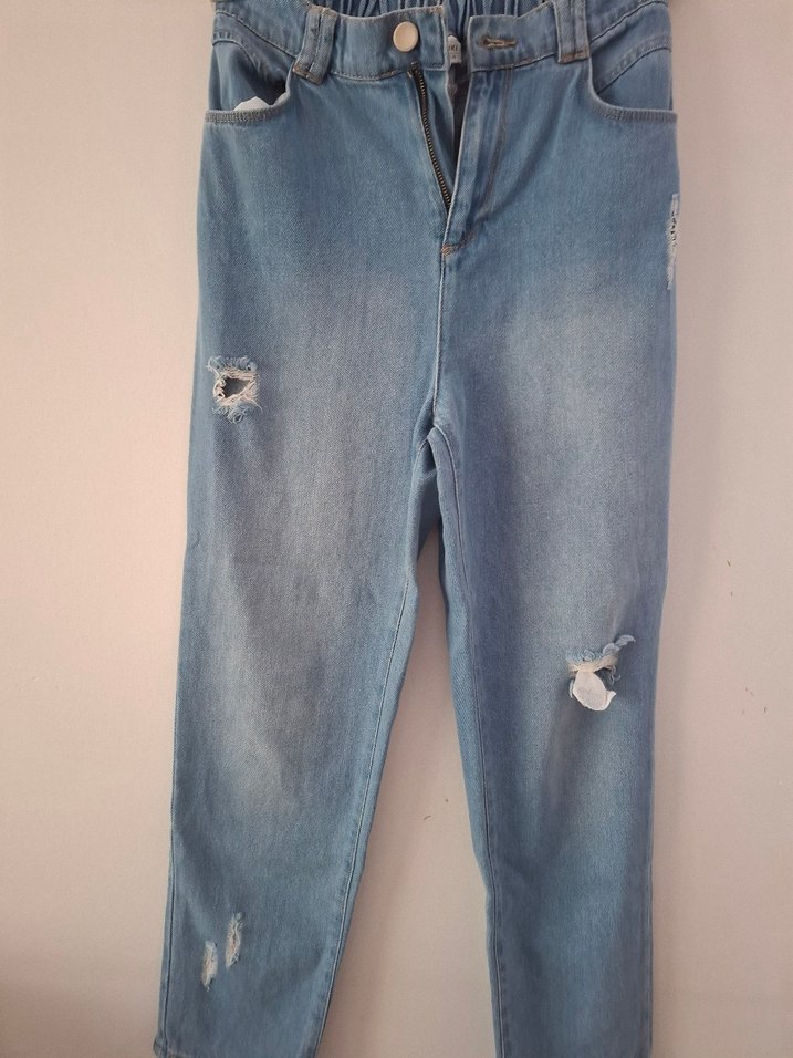 Kadın Midi Boy Rahat Kesim Mavi Kot Pantolon - Görsel 3