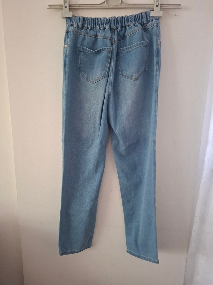 Kadın Midi Boy Rahat Kesim Mavi Kot Pantolon - Görsel 4