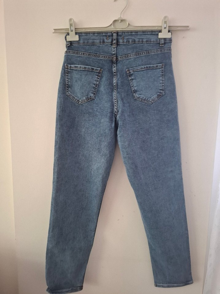 Kadın Mavi Denim Regular Fit Midi Jean - Görsel 3