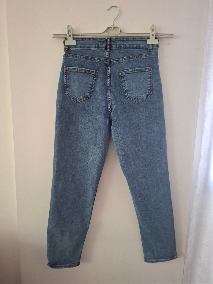 Kadın Mavi Denim Regular Fit Midi Jean - Görsel 4
