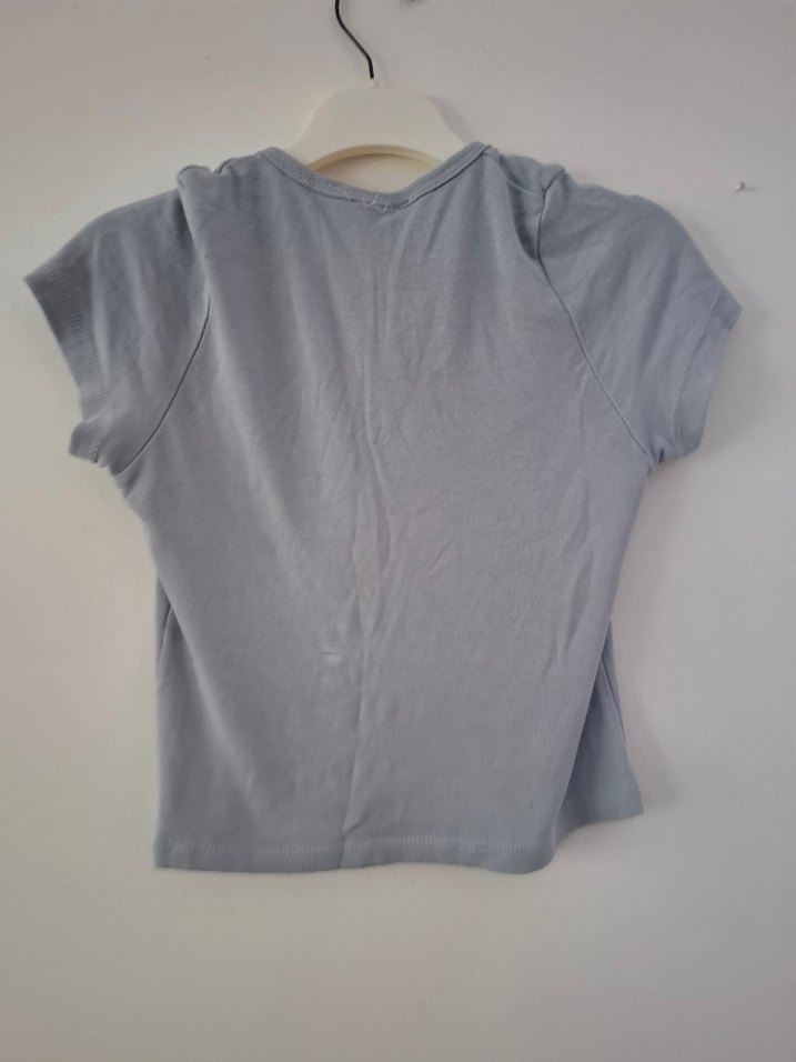 Kadın Gri Kısa Kollu Düğmeli Tişört - Görsel 5