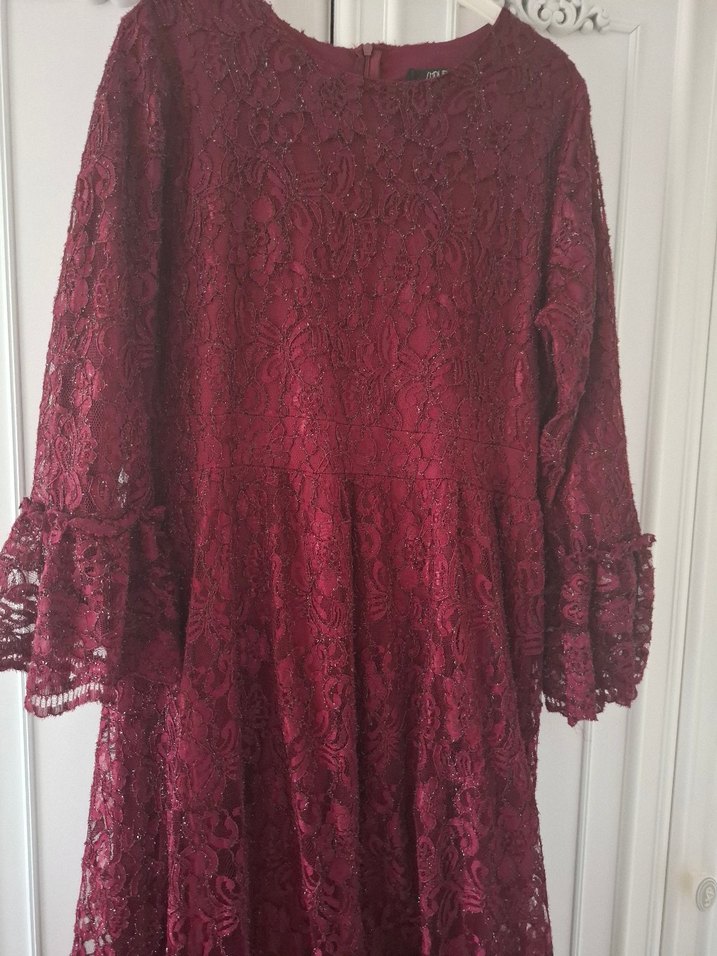 Bordo Dantel Detaylı Bohem Uzun Elbise - Görsel 3