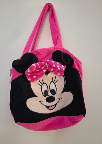 Renkli Minnie Mouse Fermuarlı Pembe Çanta