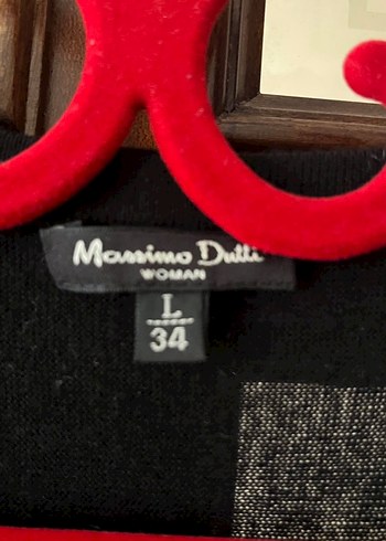 Siyah V Yaka Uzun Kollu Triko kazak elbise. Massimo Dutti. - Görsel 4