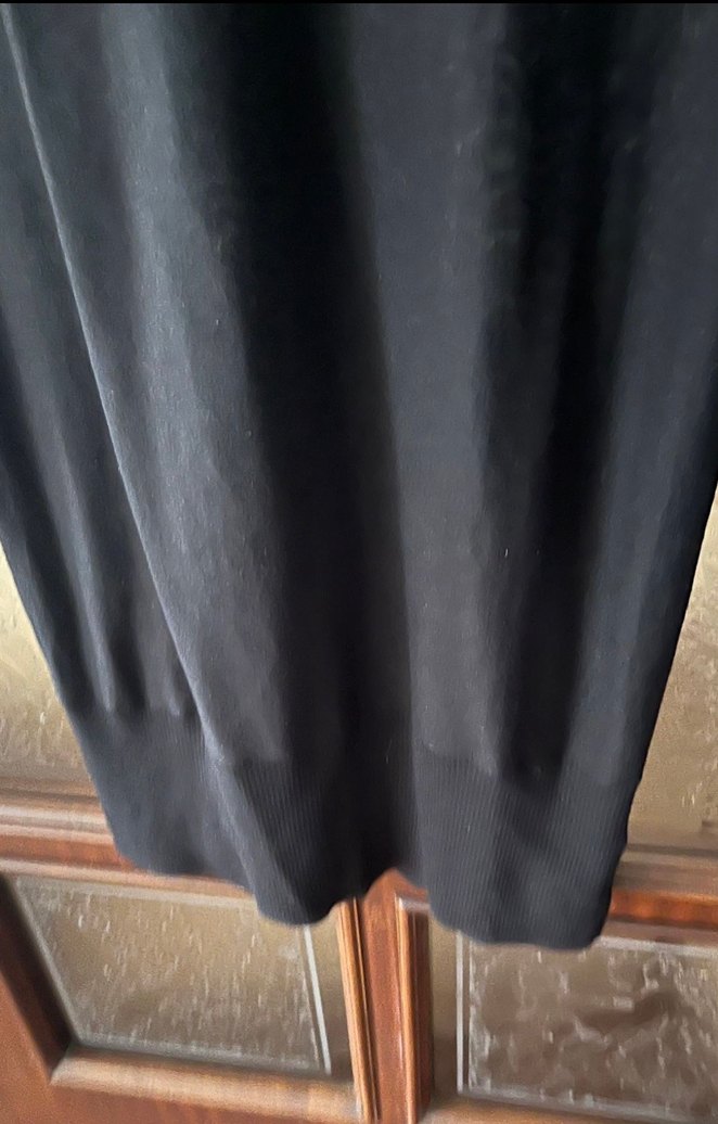 Siyah V Yaka Uzun Kollu Triko kazak elbise. Massimo Dutti. - Görsel 3