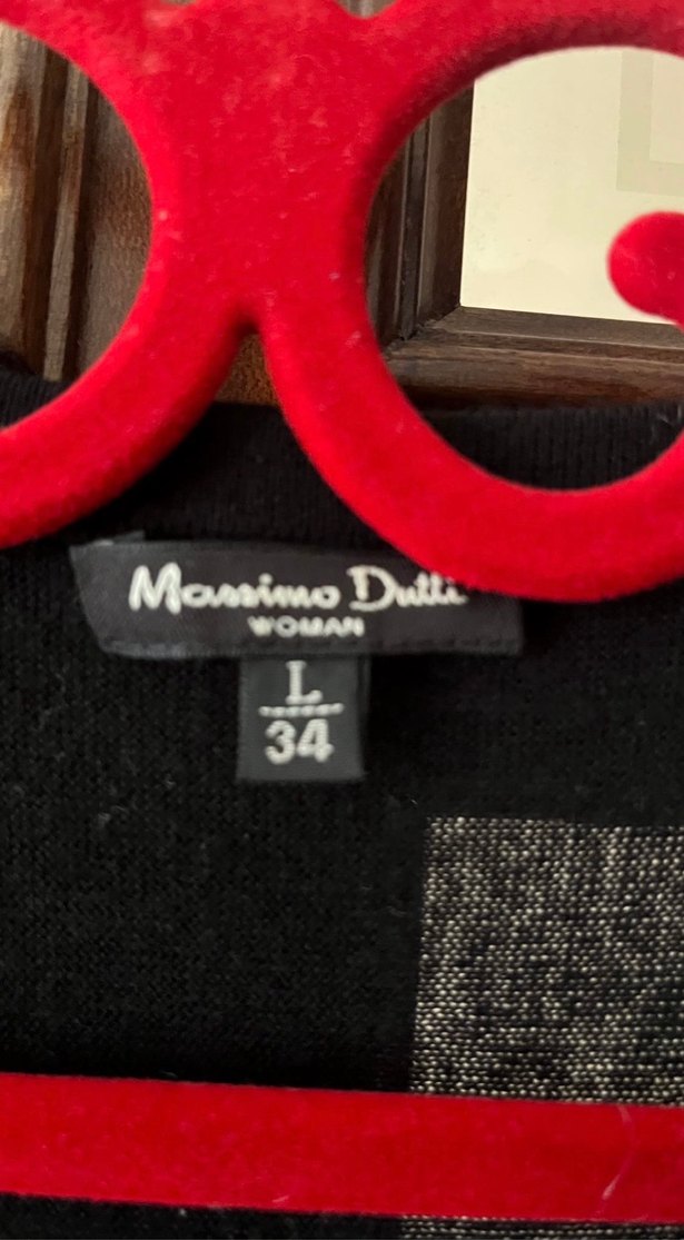 Siyah V Yaka Uzun Kollu Triko kazak elbise. Massimo Dutti. - Görsel 4