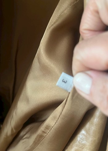 Bej Kadın Deri Kemerli Ceket - Görsel 8