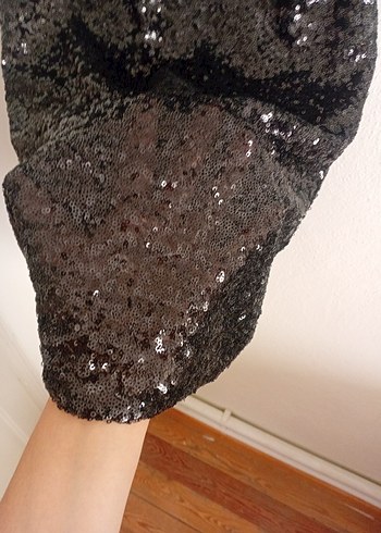 xl Beden siyah Renk Siyah Payetli Midi Elbise