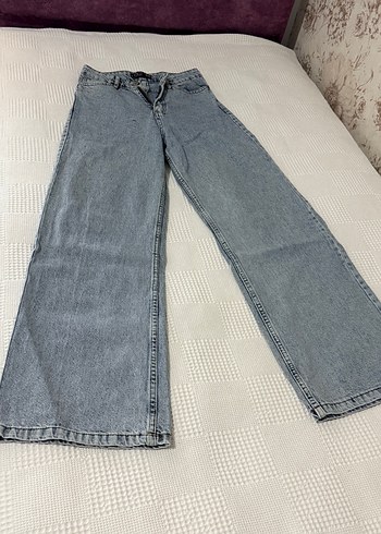 Gri Bol Kesim Midi Kadın Kot Pantolon