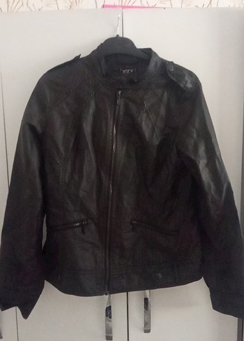 Siyah Deri Biker Ceket