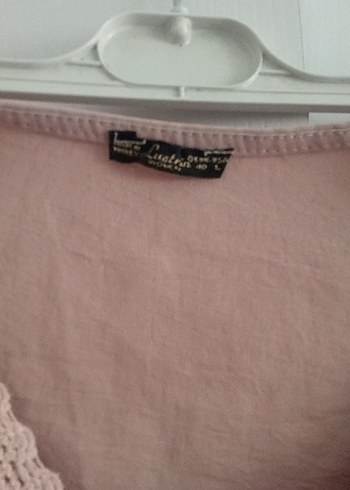 Koton Dantel Detaylı Pembe Keten V Yakalı Bluz
