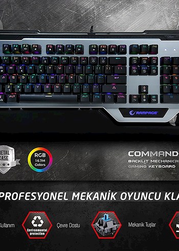 Rampage Commander RGB Alüminyum Ultra Dayanıklı Mekanik Klavye - Görsel 6