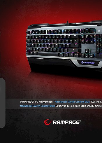 Rampage Commander RGB Alüminyum Ultra Dayanıklı Mekanik Klavye - Görsel 2