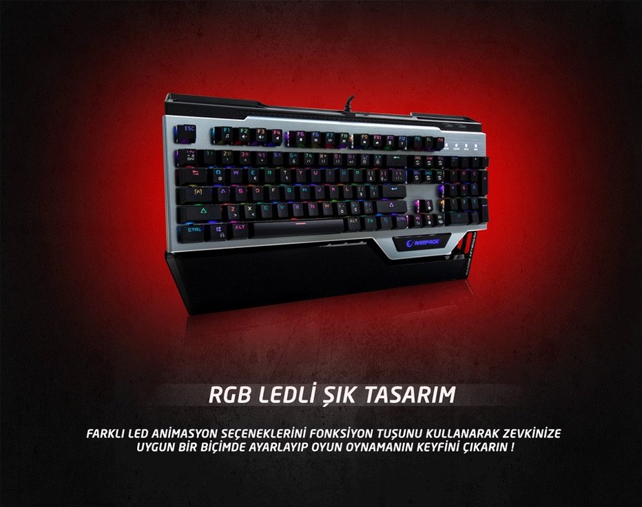 Rampage Commander RGB Alüminyum Ultra Dayanıklı Mekanik Klavye - Görsel 5