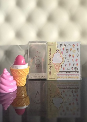 Essence Pastel Pembe Dondurma Temalı Dudak Balm ve Tırnak Süsü - Görsel 2