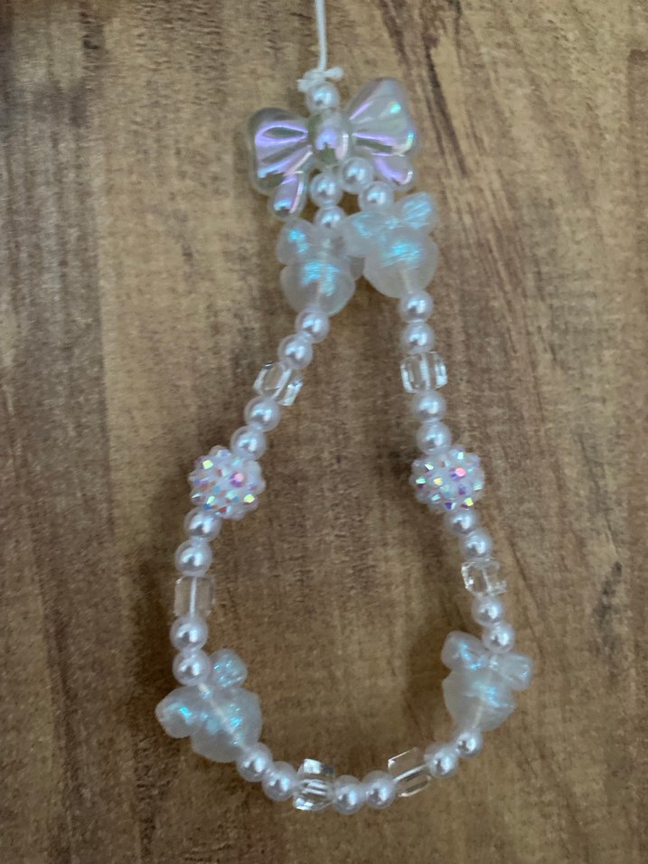 Boncuklu Beyaz Bohem Kadın telefon  Charmı - Görsel 2