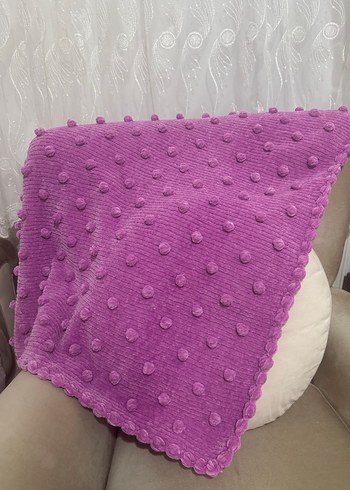 Mor Nakışlı Örgü Çocuk Battaniyesi - Görsel 2