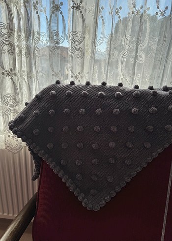 Gri Çocuk Örgü Battaniye popcorn battaniye - Görsel 3